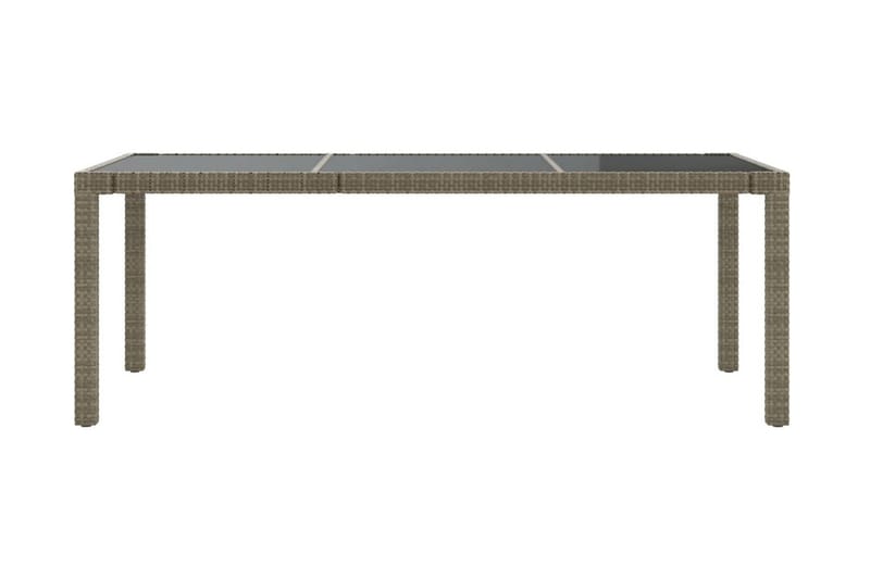Utebord grå 190x90x75 cm härdat glas och konstrotting - Grå - Utemöbler - Utebord & trädgårdsbord - Matbord utomhus