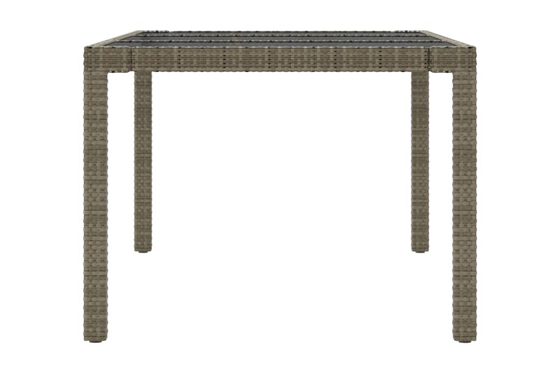Utebord grå 190x90x75 cm härdat glas och konstrotting - Grå - Utemöbler - Utebord & trädgårdsbord - Matbord utomhus