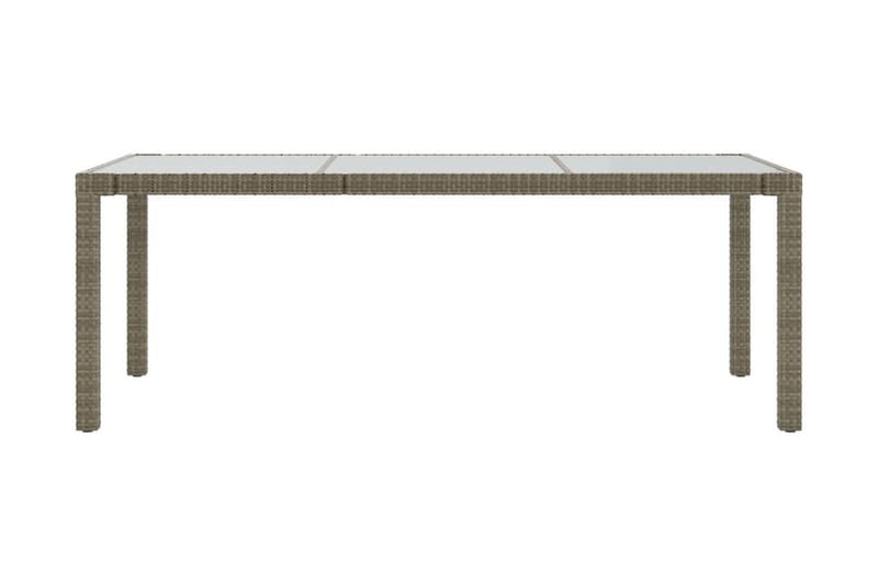 Utebord grå 190x90x75 cm härdat glas och konstrotting - Grå - Utemöbler - Utebord & trädgårdsbord - Matbord utomhus