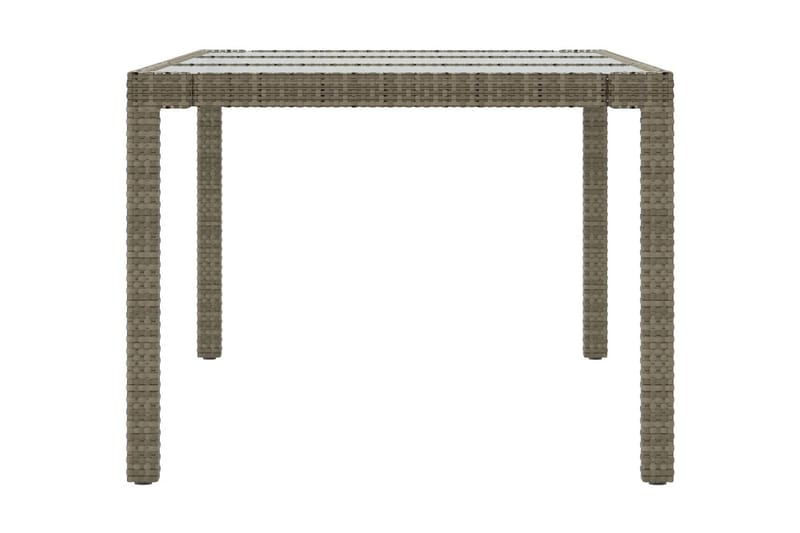 Utebord grå 190x90x75 cm härdat glas och konstrotting - Grå - Utemöbler - Utebord & trädgårdsbord - Matbord utomhus