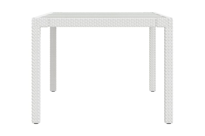 Utebord vit 190x90x75 cm härdat glas och konstrotting - Vit - Matbord utomhus