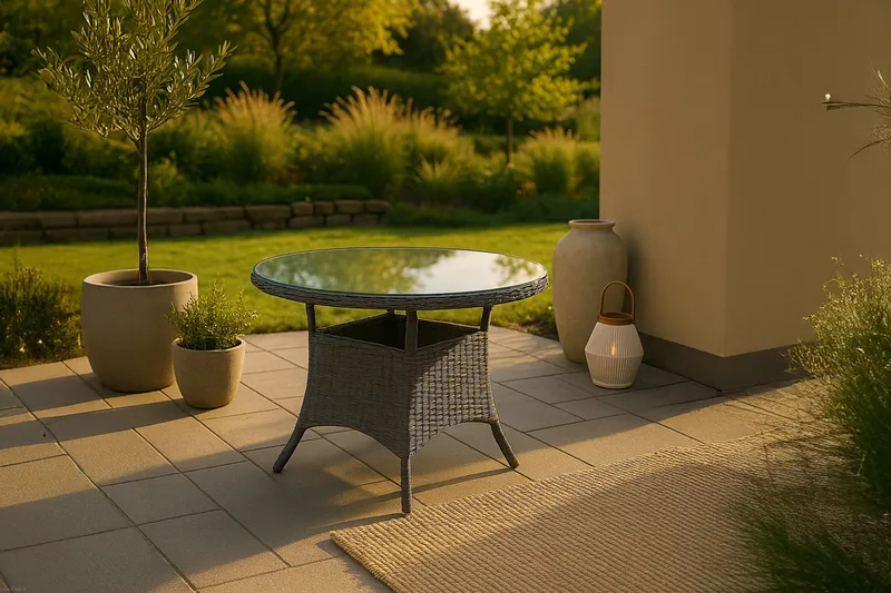 Volta Matbord Utomhus Rund Ø90 cm - Beige/Grå - Utemöbler - Utebord & trädgårdsbord - Matbord utomhus