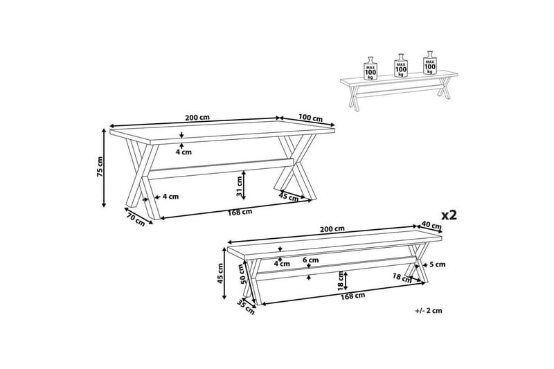 Matsalsset Olbia med bänkar 6-Sits - 6-Sits - Utemöbler - Utebord & trädgårdsbord - Matbord utomhus