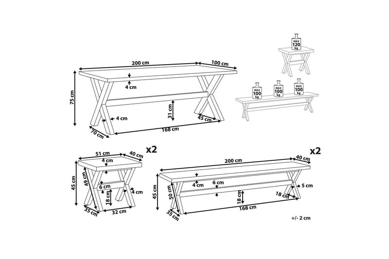 Matsalsset Olbia med bänkar 8-Sits - 8-Sits - Utemöbler - Utebord & trädgårdsbord - Matbord utomhus