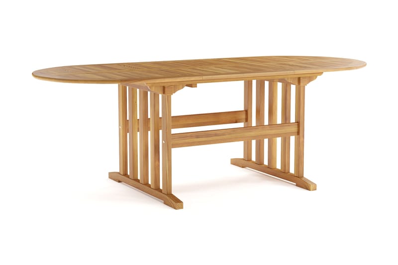 Menorca Ovalt Förlängningbart Matbord i trä Utomhus 90x150 cm - Teak / Natur - Utemöbler - Utebord & trädgårdsbord - Matbord utomhus