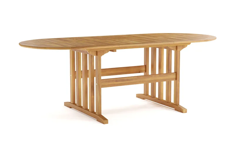 Menorca Ovalt Förlängningbart Matbord i trä Utomhus 90x150 cm - Teak / Natur - Utemöbler - Utebord & trädgårdsbord - Matbord utomhus