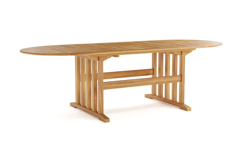 Menorca Stort Ovalt Förlängningbart Matbord i trä Utomhus 100x180 cm - Teak / Natur - Utemöbler - Utebord & trädgårdsbord - Matbord utomhus