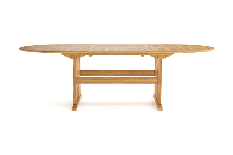 Menorca Stort Ovalt Förlängningbart Matbord i trä Utomhus 100x180 cm - Teak / Natur - Utemöbler - Utebord & trädgårdsbord - Matbord utomhus