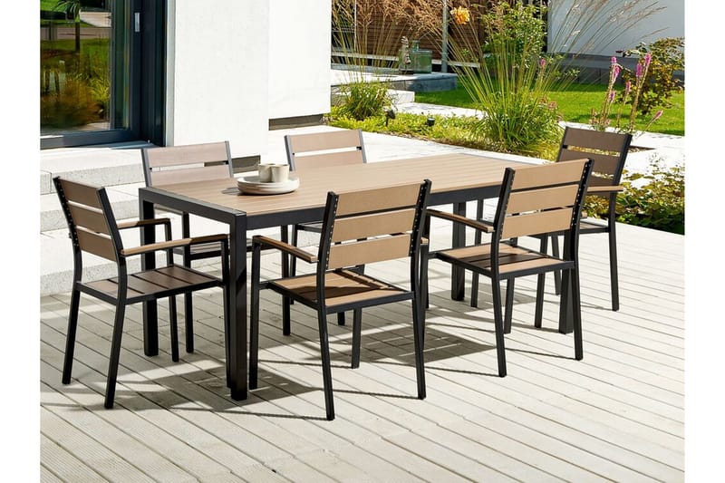 Pereta Matbord Utomhus 180x90 cm - Ljusbrun/Svart - Utemöbler - Utebord & trädgårdsbord - Matbord utomhus