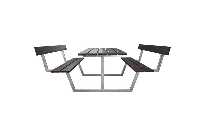 Picknickbord Rustik Metall Med Ryggstöd - Brun - Utemöbler - Utebord & trädgårdsbord - Picknickbord & bänkbord