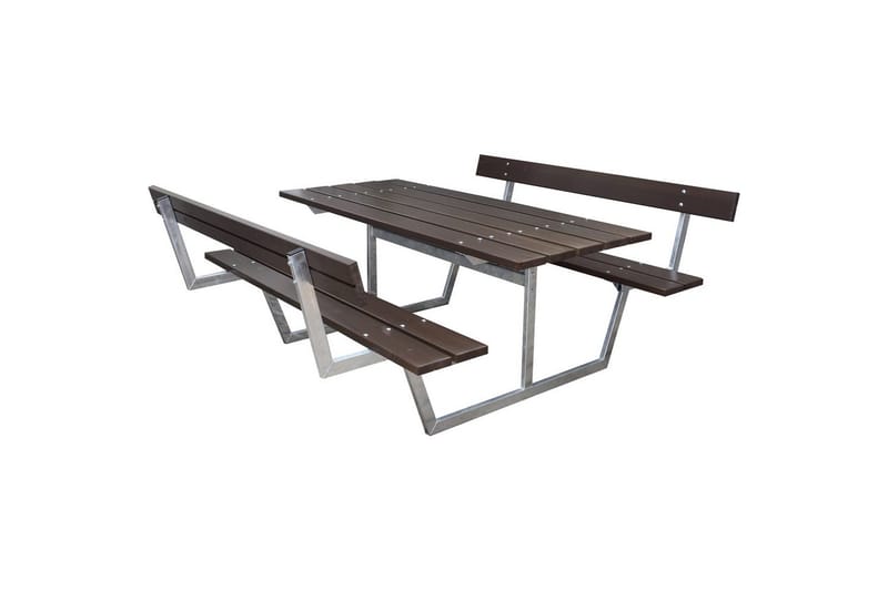 Picknickbord Rustik Metall Med Ryggstöd - Brun - Utemöbler - Utebord & trädgårdsbord - Picknickbord & bänkbord