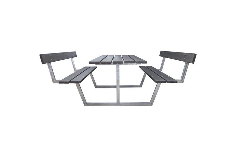 Picknickbord Rustik Metall Med Ryggstöd - Grå - Utemöbler - Utebord & trädgårdsbord - Picknickbord & bänkbord