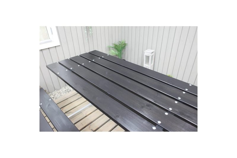 Picknickbord Rustik Metall Med Ryggstöd - Svart - Utemöbler - Utebord & trädgårdsbord - Picknickbord & bänkbord