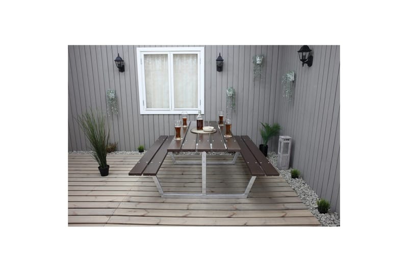 Picknickbord Rustik Metall Utan Ryggstöd - Brun - Utemöbler - Utebord & trädgårdsbord - Picknickbord & bänkbord