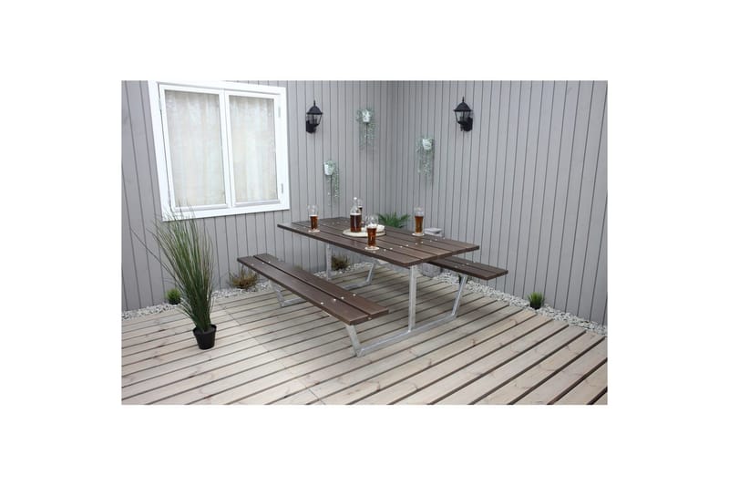 Picknickbord Rustik Metall Utan Ryggstöd - Brun - Utemöbler - Utebord & trädgårdsbord - Picknickbord & bänkbord