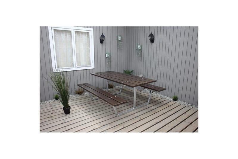 Picknickbord Rustik Metall Utan Ryggstöd - Brun - Utemöbler - Utebord & trädgårdsbord - Picknickbord & bänkbord