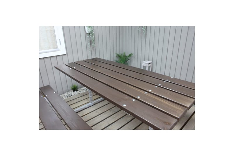 Picknickbord Rustik Metall Utan Ryggstöd - Brun - Utemöbler - Utebord & trädgårdsbord - Picknickbord & bänkbord