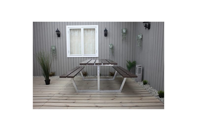 Picknickbord Rustik Metall Utan Ryggstöd - Brun - Utemöbler - Utebord & trädgårdsbord - Picknickbord & bänkbord