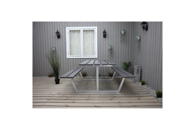 Picknickbord Rustik Metall Utan Ryggstöd - Grå - Utemöbler - Utebord & trädgårdsbord - Picknickbord & bänkbord