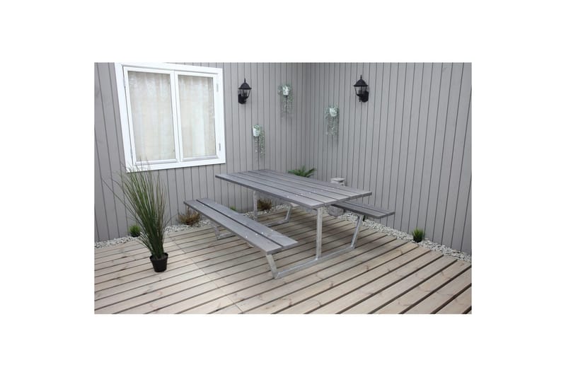 Picknickbord Rustik Metall Utan Ryggstöd - Grå - Utemöbler - Utebord & trädgårdsbord - Picknickbord & bänkbord