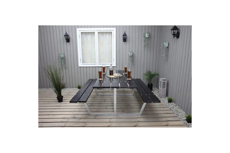 Picknickbord Rustik Metall Utan Ryggstöd - Svart - Utemöbler - Utebord & trädgårdsbord - Picknickbord & bänkbord