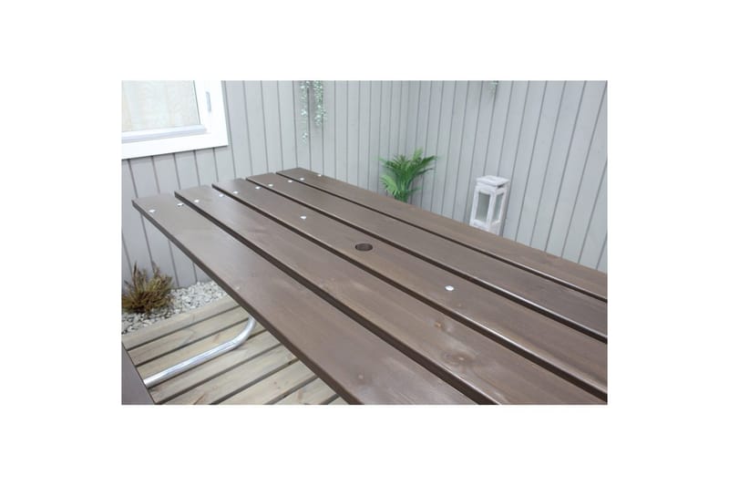 Picknickbord Stabil Metall Med Ryggstöd - Brun - Utemöbler - Utebord & trädgårdsbord - Picknickbord & bänkbord