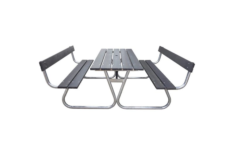 Picknickbord Stabil Metall Med Ryggstöd - Grå - Utemöbler - Utebord & trädgårdsbord - Picknickbord & bänkbord