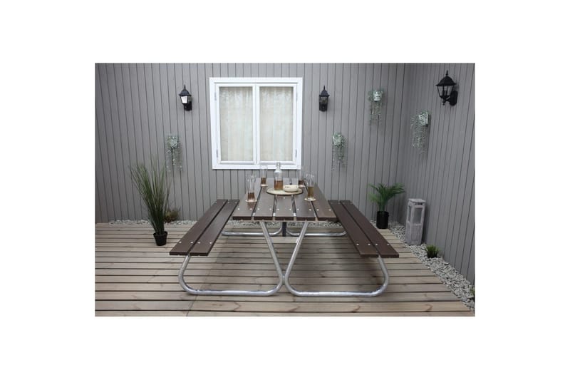 Picknickbord Stabil Metall Utan Ryggstöd - Brun - Utemöbler - Utebord & trädgårdsbord - Picknickbord & bänkbord