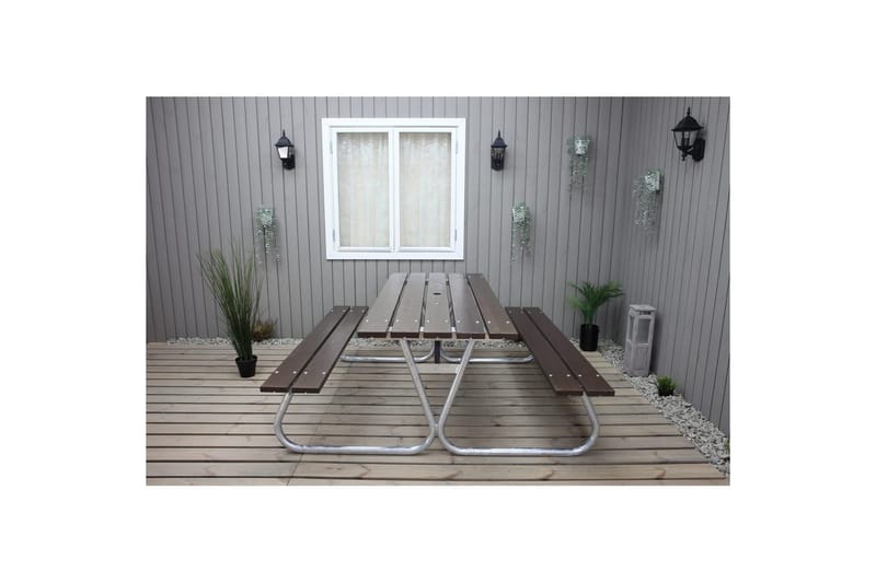 Picknickbord Stabil Metall Utan Ryggstöd - Brun - Utemöbler - Utebord & trädgårdsbord - Picknickbord & bänkbord