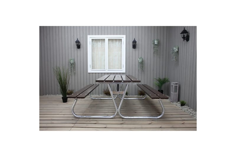 Picknickbord Stabil Metall Utan Ryggstöd - Brun - Utemöbler - Utebord & trädgårdsbord - Picknickbord & bänkbord