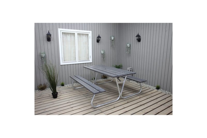 Picknickbord Stabil Metall Utan Ryggstöd - Grå - Utemöbler - Utebord & trädgårdsbord - Picknickbord & bänkbord