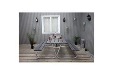 Picknickbord Stabil Metall Utan Ryggstöd - Grå - Utemöbler - Utebord & trädgårdsbord - Picknickbord & bänkbord
