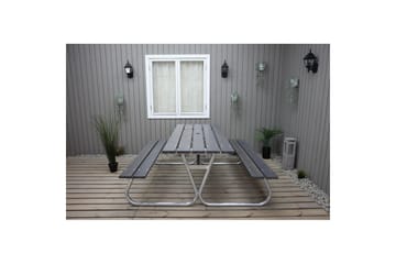 Picknickbord Stabil Metall Utan Ryggstöd - Grå - Utemöbler - Utebord & trädgårdsbord - Picknickbord & bänkbord