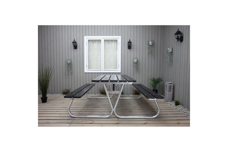 Picknickbord Stabil Metall Utan Ryggstöd - Svart - Utemöbler - Utebord & trädgårdsbord - Picknickbord & bänkbord