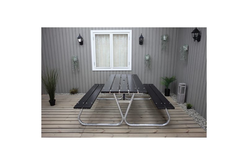 Picknickbord Stabil Metall Utan Ryggstöd - Svart - Utemöbler - Utebord & trädgårdsbord - Picknickbord & bänkbord