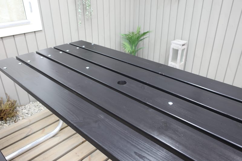 Picknickset Stabil Metall Ryggstöd ingår - Svart - Utemöbler - Utebord & trädgårdsbord - Picknickbord & bänkbord