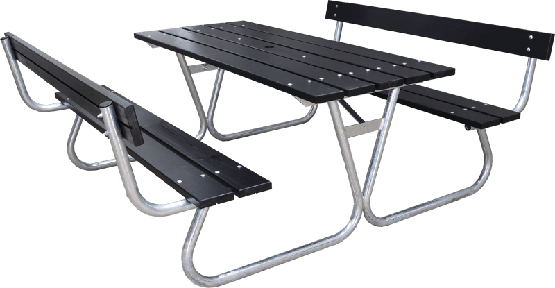 Picknickset Stabil Metall Ryggstöd ingår, Svart