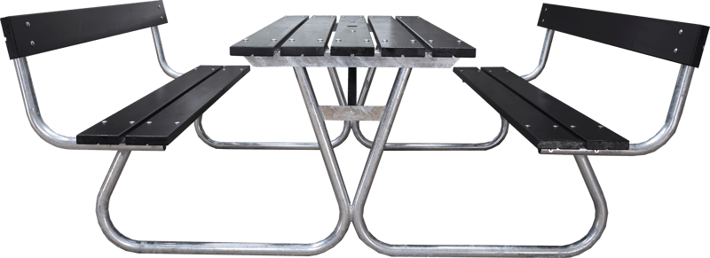 Picknickset Stabil Metall Ryggstöd ingår - Svart - Utemöbler - Utebord & trädgårdsbord - Picknickbord & bänkbord