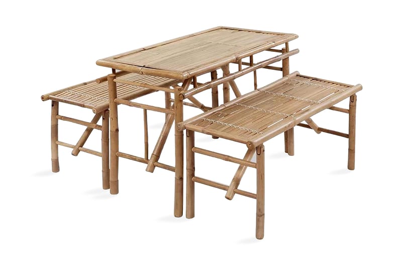 Ã–lbord med 2 bänkar 100 cm bambu - Brun - Utemöbler - Utebord & trädgårdsbord - Picknickbord & bänkbord