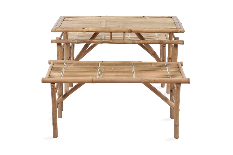 Ã–lbord med 2 bänkar 100 cm bambu - Brun - Utemöbler - Utebord & trädgårdsbord - Picknickbord & bänkbord