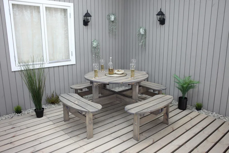 Frankfurt picknikbord - brun - grålaserad - Utemöbler - Utebord & trädgårdsbord - Picknickbord & bänkbord