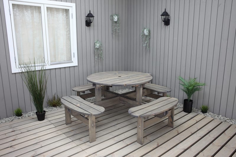 Frankfurt picknikbord - brun - grålaserad - Utemöbler - Utebord & trädgårdsbord - Picknickbord & bänkbord