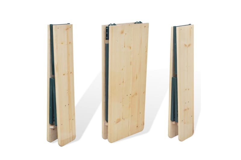 Hopfällbart ölbord med 2 bänkar 220 cm granträ - Brun - Utemöbler - Utebord & trädgårdsbord - Picknickbord & bänkbord