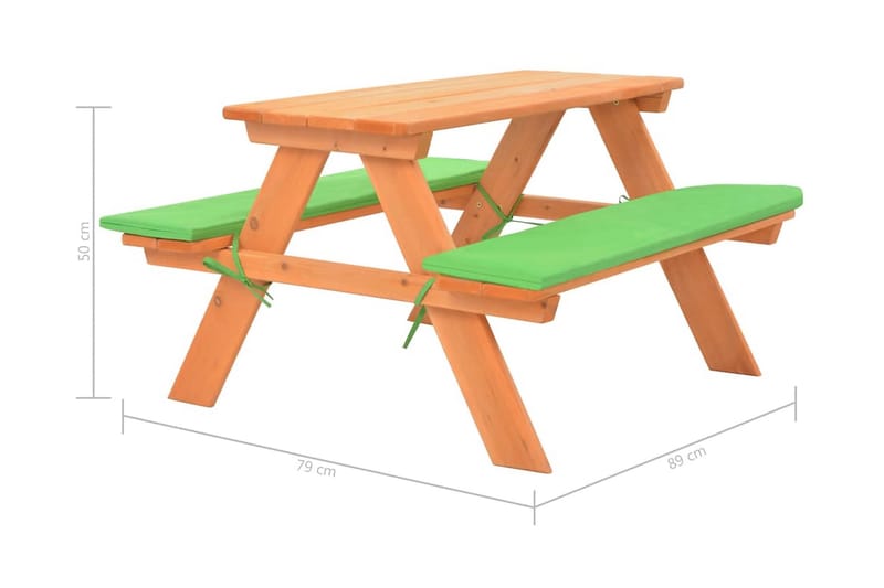 Picknickbord för barn med bänkar 89x79x50 cm massivt granträ - Brun - Picknickbord & bänkbord - Utemöbler barn - Picknickbord barn