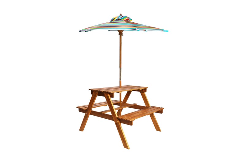 Picknickbord för barn med parasoll 79x90x60 cm massivt akaci - Brun - Picknickbord & bänkbord - Utemöbler barn - Picknickbord barn