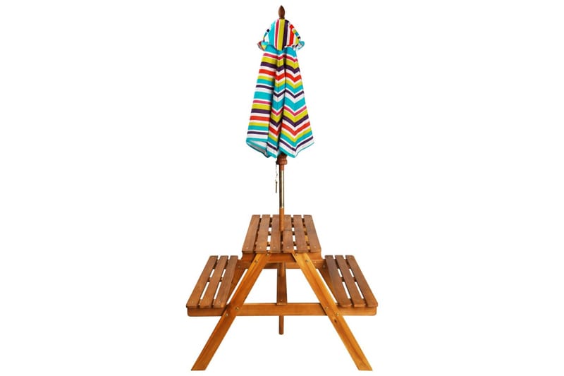 Picknickbord för barn med parasoll 79x90x60 cm massivt akaci - Brun - Picknickbord & bänkbord - Utemöbler barn - Picknickbord barn