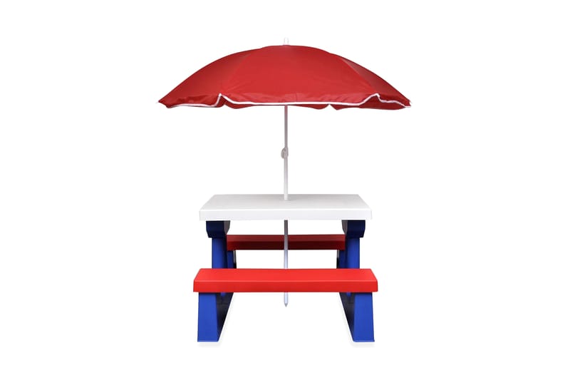 Picknickbord med bänkar och parasoll för barn flerfärgad - Flerfärgad - Picknickbord & bänkbord - Utemöbler barn - Picknickbord barn