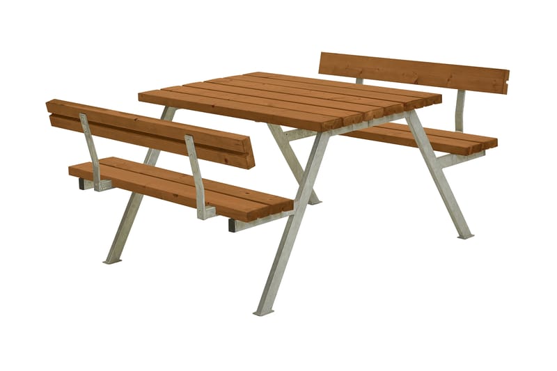 PLUS Alpha Bänkset med 2 Ryggstöd 118 cm Grundmålad Teak - Picknickbord & bänkbord