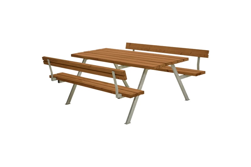 PLUS Alpha Bänkset med 2 Ryggstöd 177 cm Grundmålad Teak - Utemöbler - Utebord & trädgårdsbord - Picknickbord & bänkbord