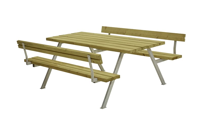 PLUS Alpha Bänkset med 2 Ryggstöd 177 cm Tryckimpregnerat - Picknickbord & bänkbord